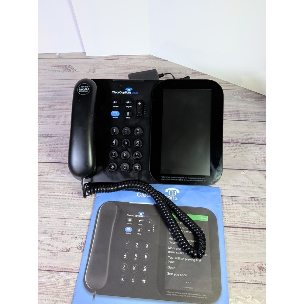 Clear Captions Blue Telephone For Hearing Impaired Amplified Captioning Phone